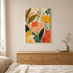 Éclat végétal – Tableau motif floral aux couleurs chaudes