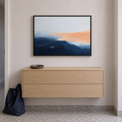 Lueur du soir – Tableau paysage abstrait bleu et orange