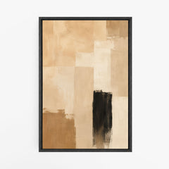 Trait d'ombre – Tableau abstrait beige, marron et noir