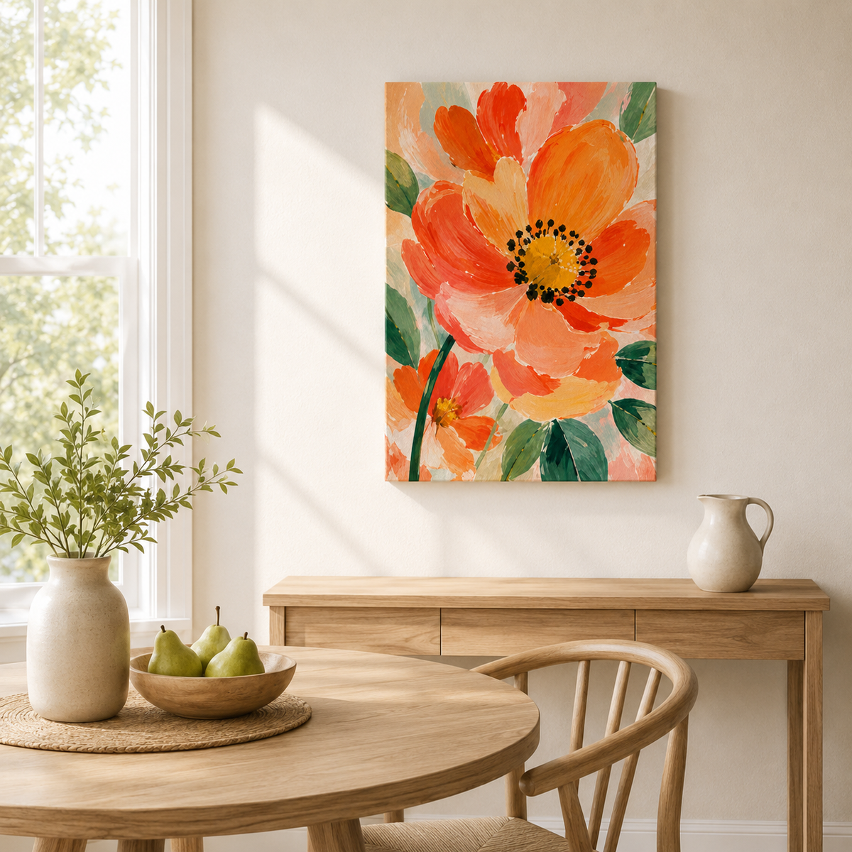 Le moment jardin – Tableau grandes fleurs oranges