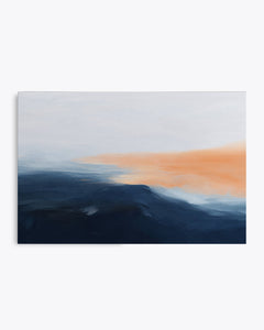 Lueur du soir – Tableau paysage abstrait bleu et orange