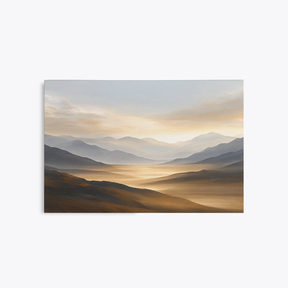 Éclaircie – Tableau paysage montagne doré et gris