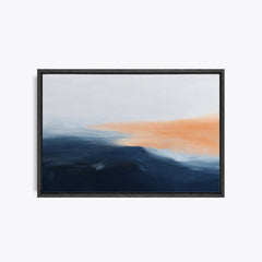 Lueur du soir – Tableau paysage abstrait bleu et orange