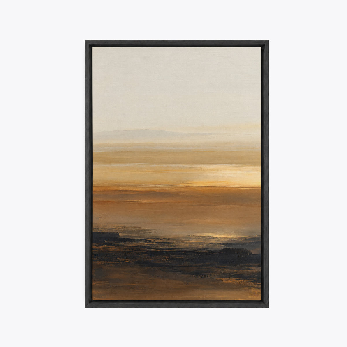 Vespéral – Tableau paysage abstrait ocre et crème