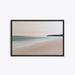 Vague à l'âme – Tableau bord de mer rose poudré et vert d'eau