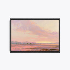 Heure exquise – Tableau paysage coucher de soleil rose et lavande