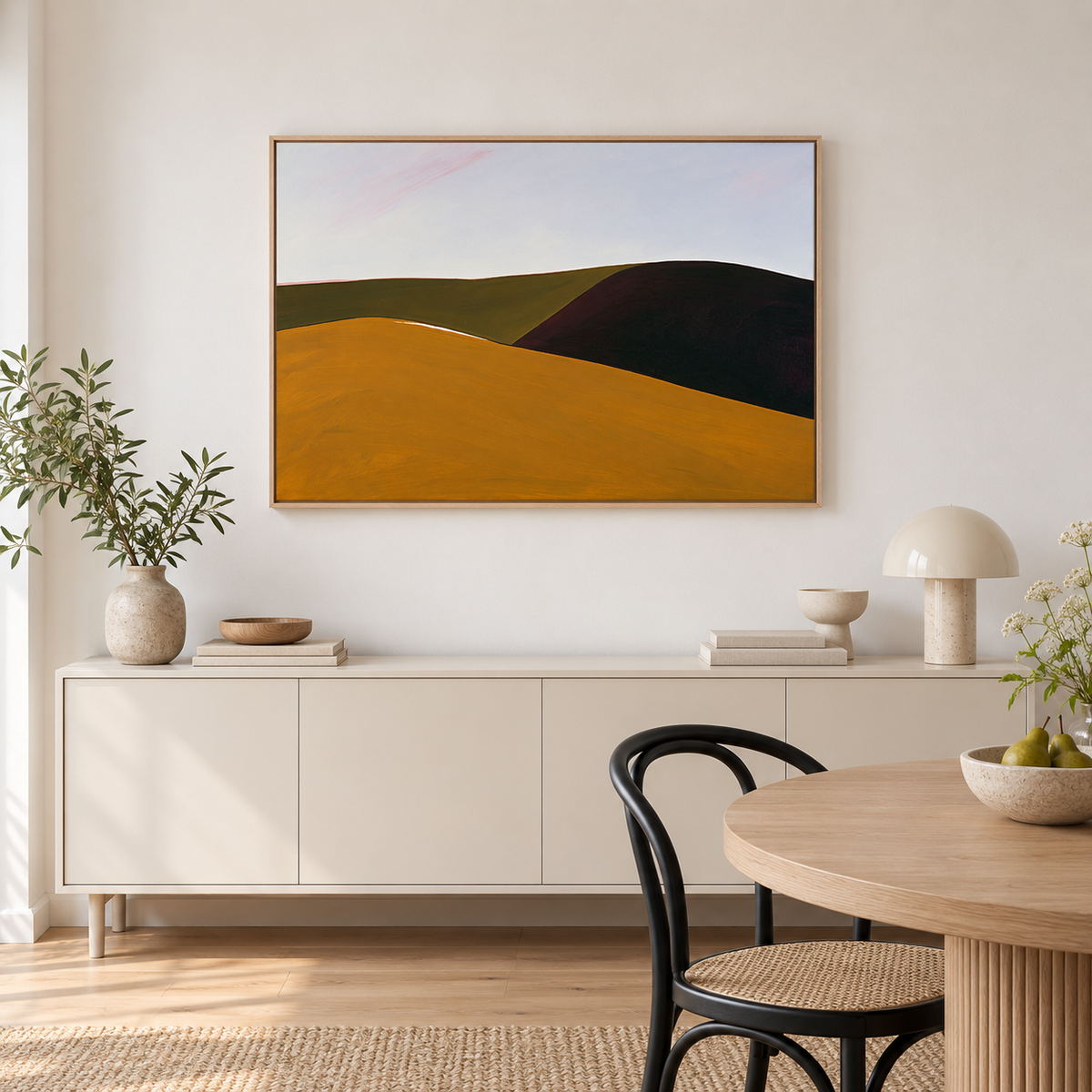 Été indien – Tableau paysage collines ocre et brun