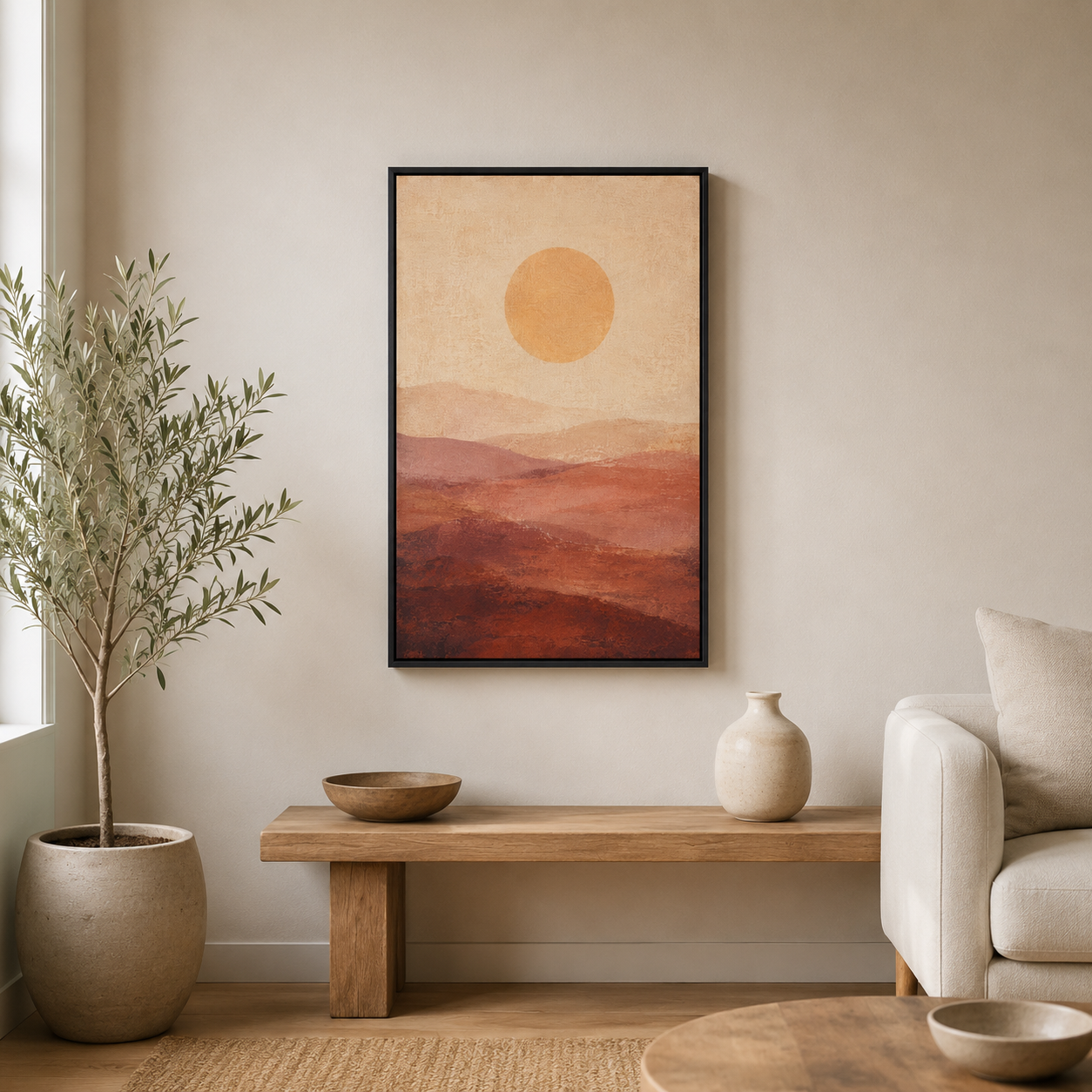 Crépuscule d'Argile – Tableau paysage abstrait terracotta