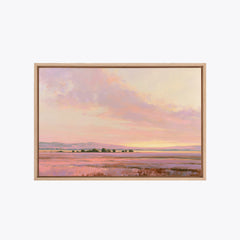Heure exquise – Tableau paysage coucher de soleil rose et lavande