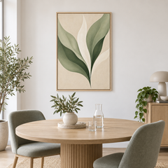 Sève – Tableau botanique feuilles vert sauge et beige