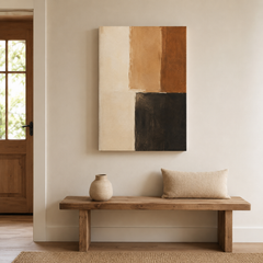 Ombre et ocre – Tableau abstrait géométrique beige et brun