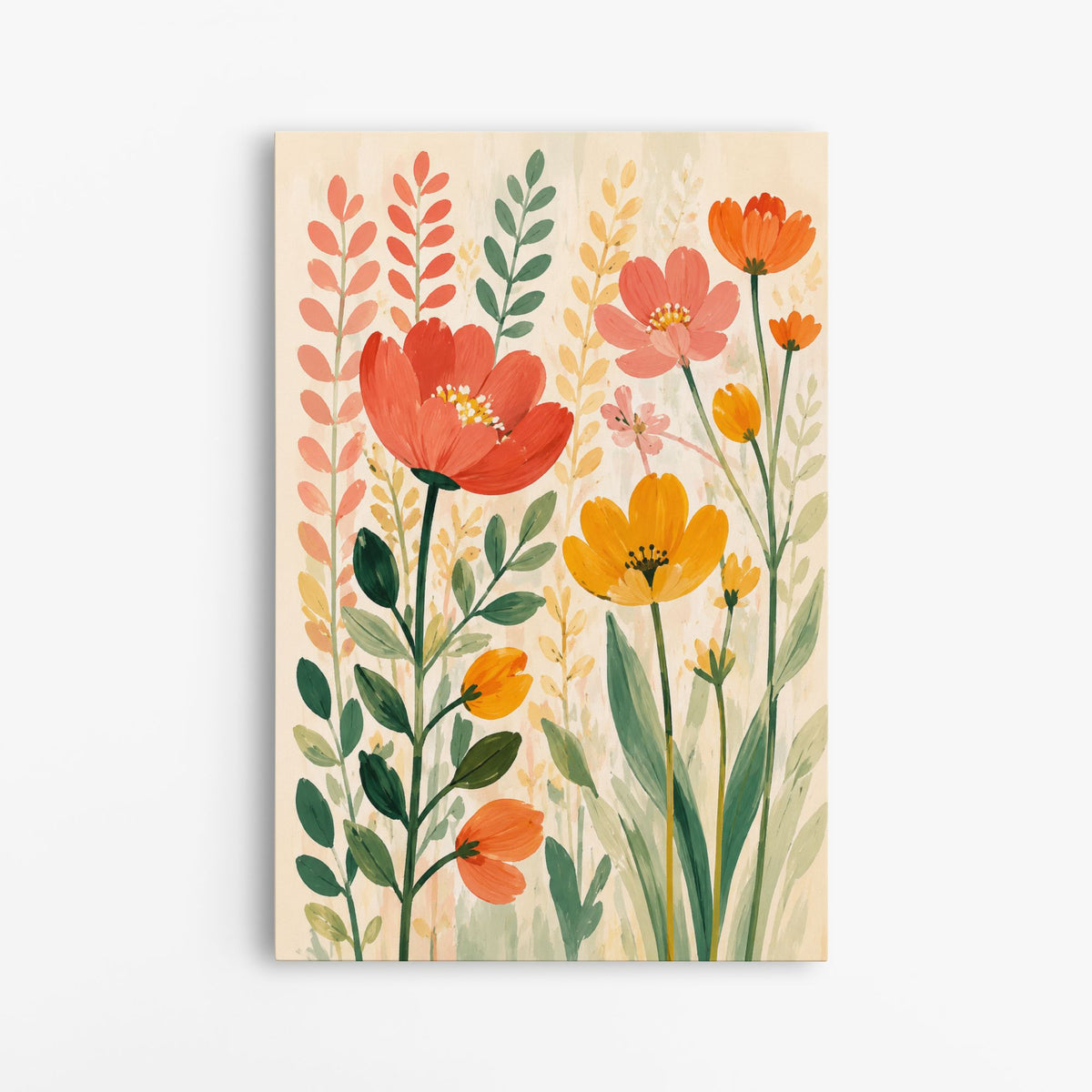 Bouquet coloré – Tableau fleurs sauvages et feuillages