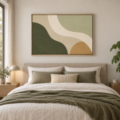 Méandre – Tableau abstrait vert olive et beige