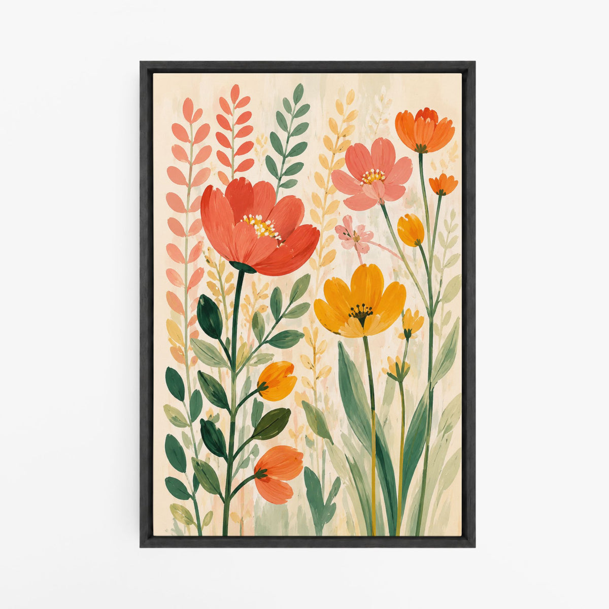Bouquet coloré – Tableau fleurs sauvages et feuillages