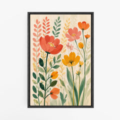 Bouquet coloré – Tableau fleurs sauvages et feuillages
