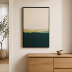 Océan profond – Tableau paysage abstrait bleu et beige