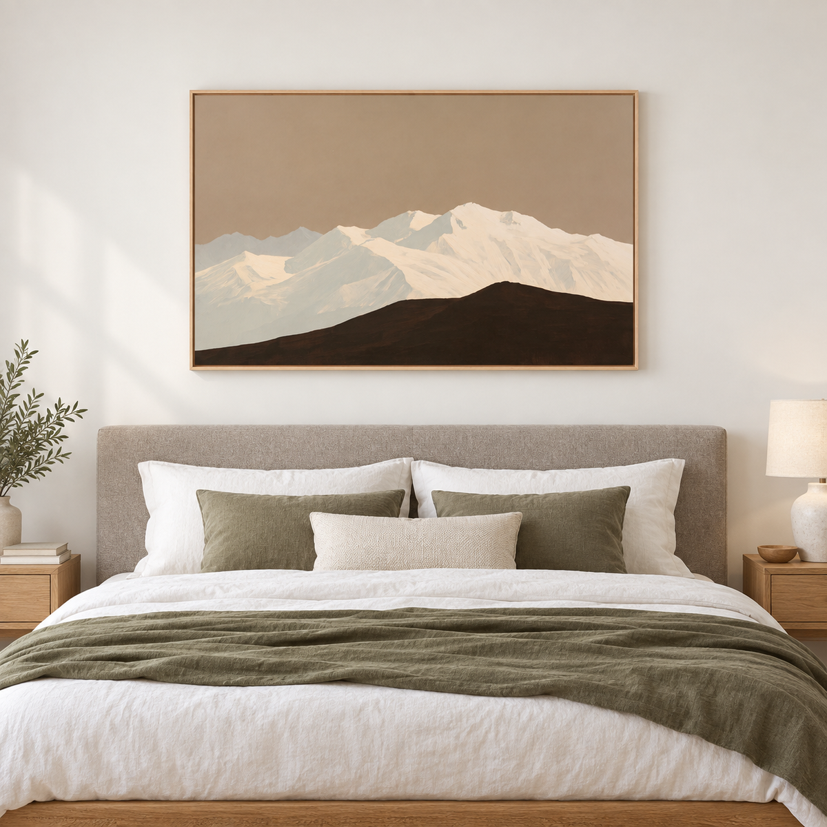 Altiplano – Tableau montagne enneigée taupe et chocolat