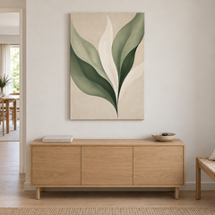 Sève – Tableau botanique feuilles vert sauge et beige