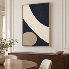 Pierre de lune – Tableau abstrait bleu marine et crème