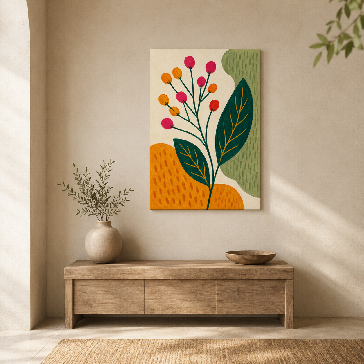 Lumière de Printemps – Tableau Fleurs et Formes Abstraites