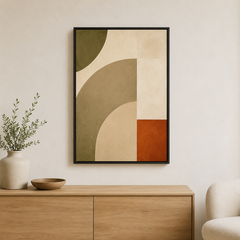 Lignes de sable – Tableau géométrique abstrait terracotta