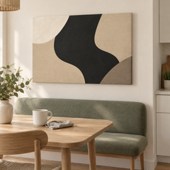 Encre et sable – Tableau abstrait noir et beige