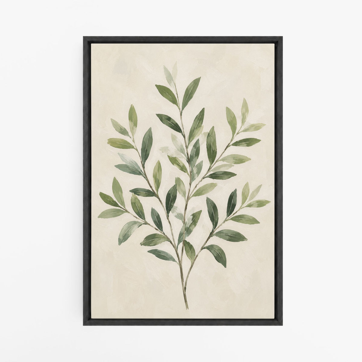 Herbier moderne – Tableau feuillage vert sur fond beige