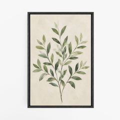 Herbier moderne – Tableau feuillage vert sur fond beige