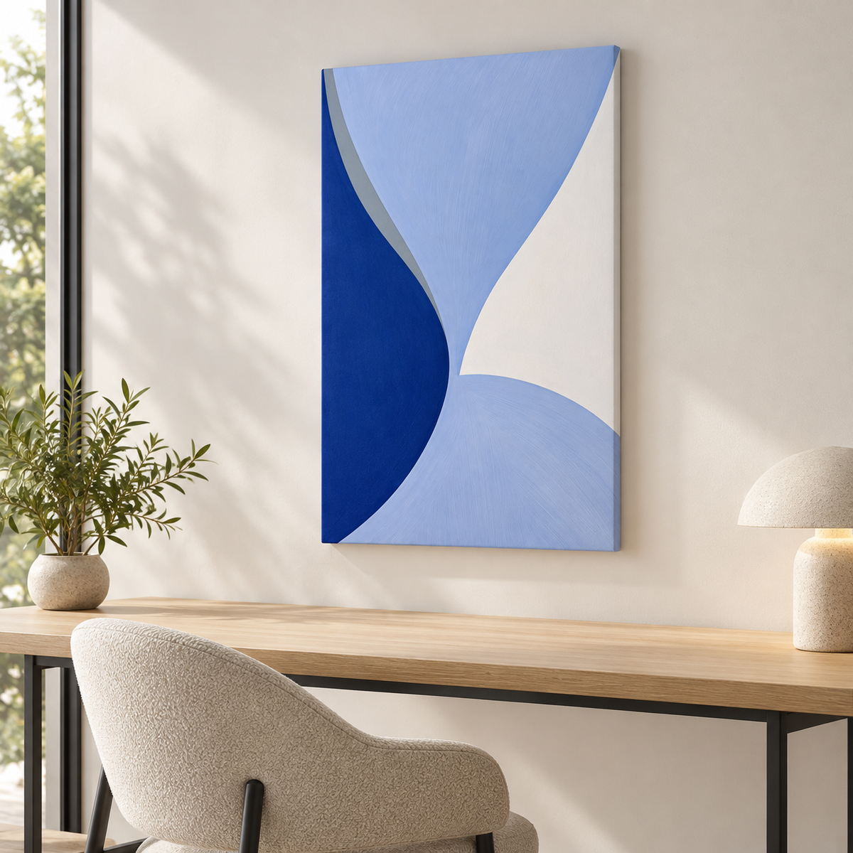 Sel d'azur – Tableau abstrait bleu roi et bleu ciel