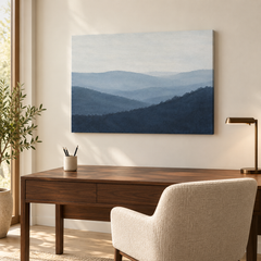 Ubac – Tableau paysage montagnes bleu ardoise et gris perle