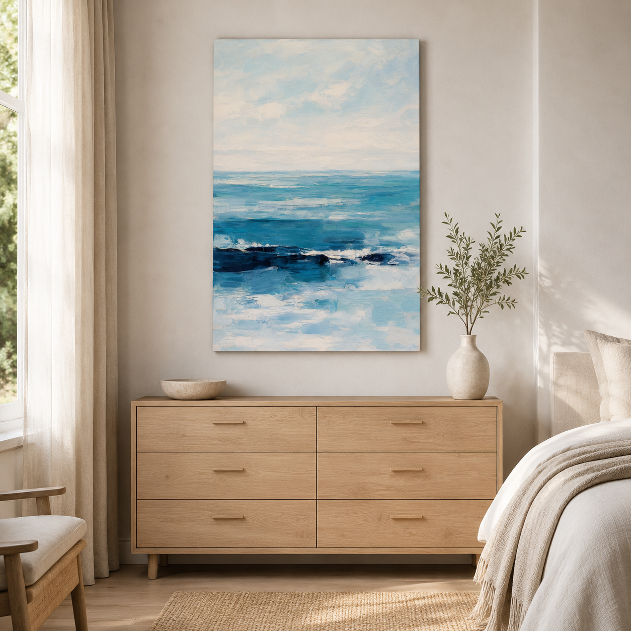 Un Matin au Large – Tableau Abstrait Mer et Ciel