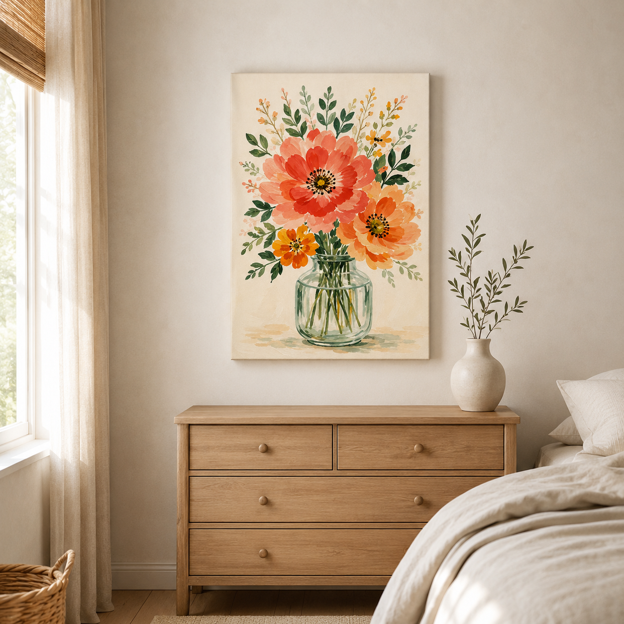 Le bouquet d'octobre – Tableau bouquet de fleurs en vase