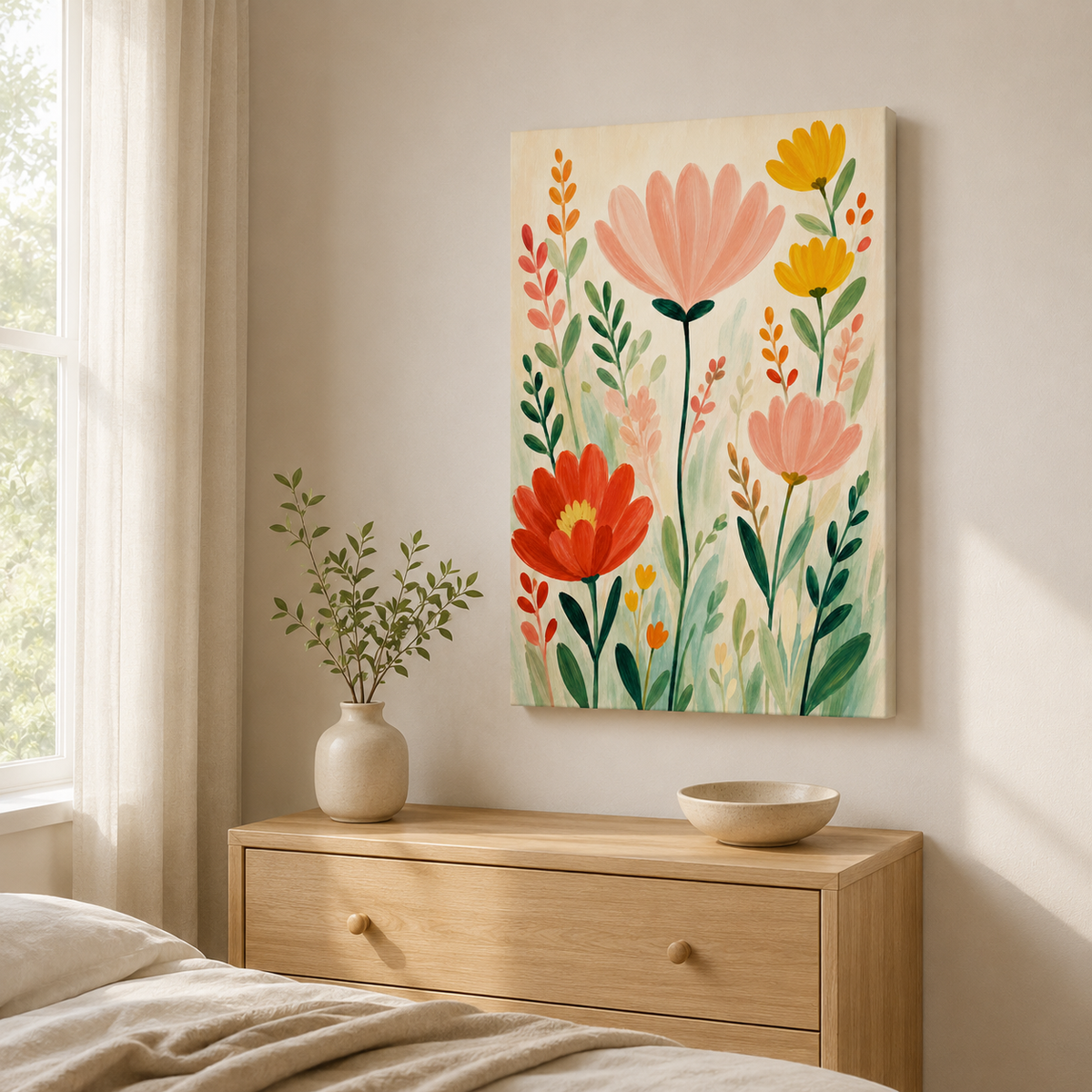 Éclosion – Tableau fleurs colorées
