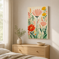 Éclosion – Tableau fleurs colorées