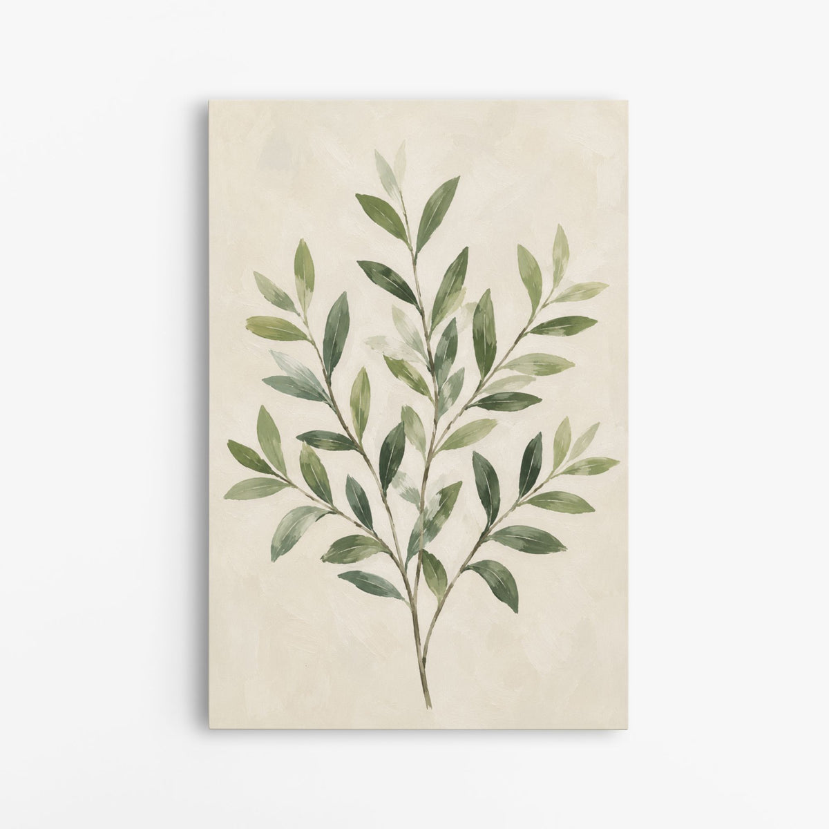 Herbier moderne – Tableau feuillage vert sur fond beige