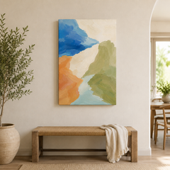 Ocre et sauge – Tableau paysage abstrait moderne