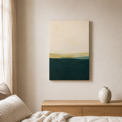 Océan profond – Tableau paysage abstrait bleu et beige