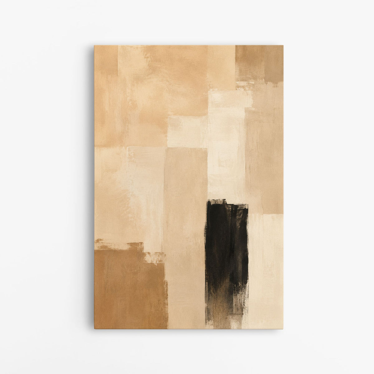 Trait d'ombre – Tableau abstrait beige, marron et noir