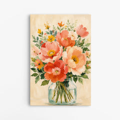 Bouquet de pivoines – Tableau fleurs colorées en vase