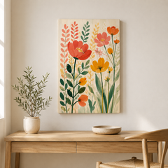 Bouquet coloré – Tableau fleurs sauvages et feuillages