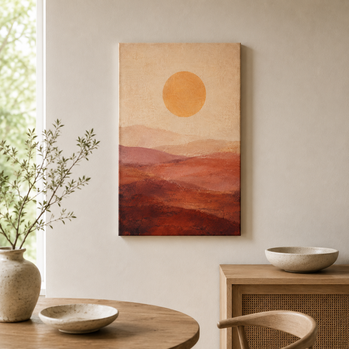 Crépuscule d'Argile – Tableau paysage abstrait terracotta