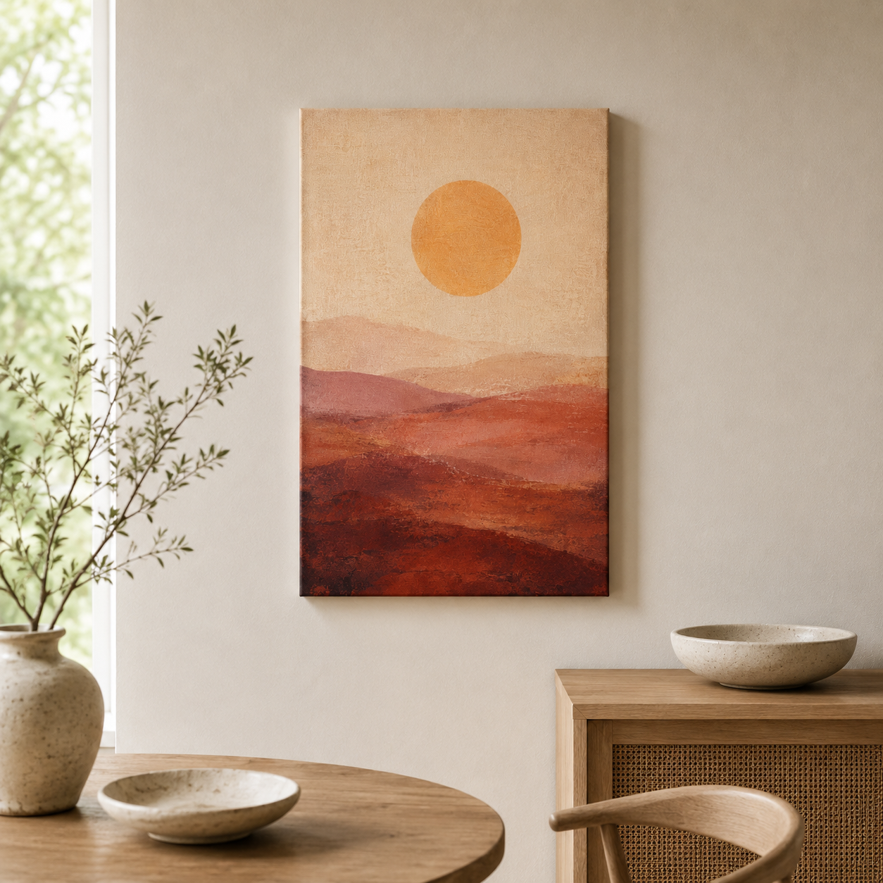 Crépuscule d'Argile – Tableau paysage abstrait terracotta