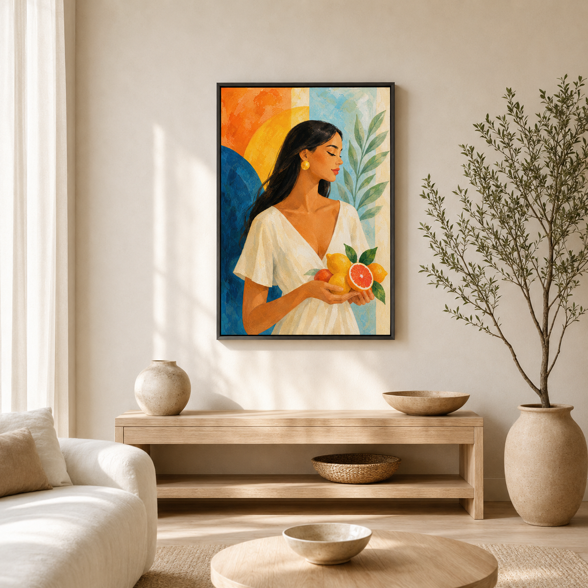 Un Matin au Sud – Tableau Femme et Fruits
