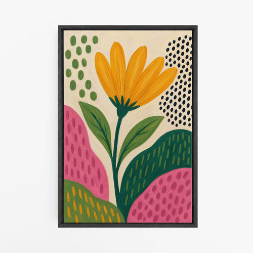 Un Jour Heureux – Tableau Floral Abstrait et Coloré