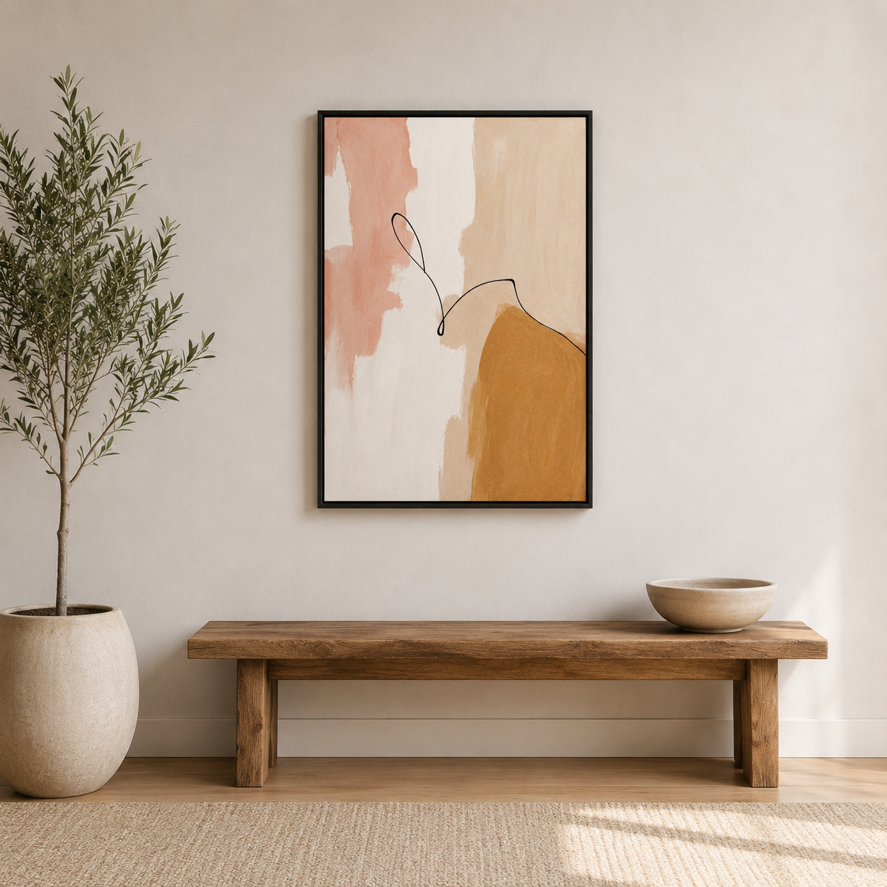 La Ligne Douce – Tableau Abstrait Beige