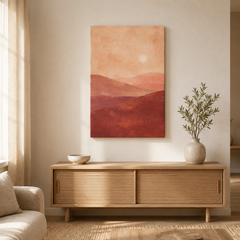 Horizon ocre – Tableau paysage abstrait terracotta