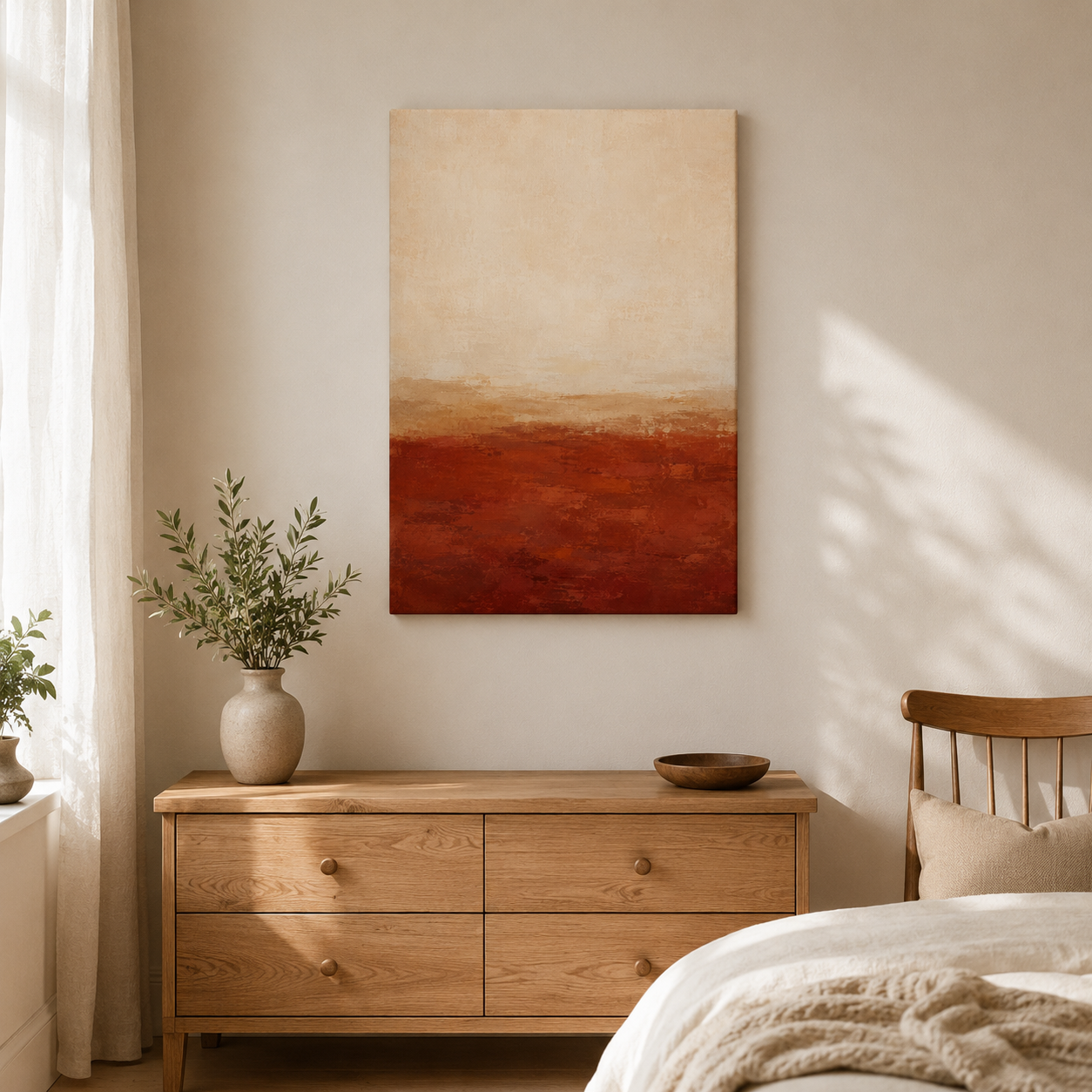 Le bol matinal – Tableau abstrait terracotta