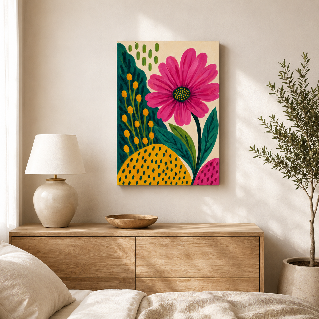 Lumière Végétale – Tableau Floral Rose