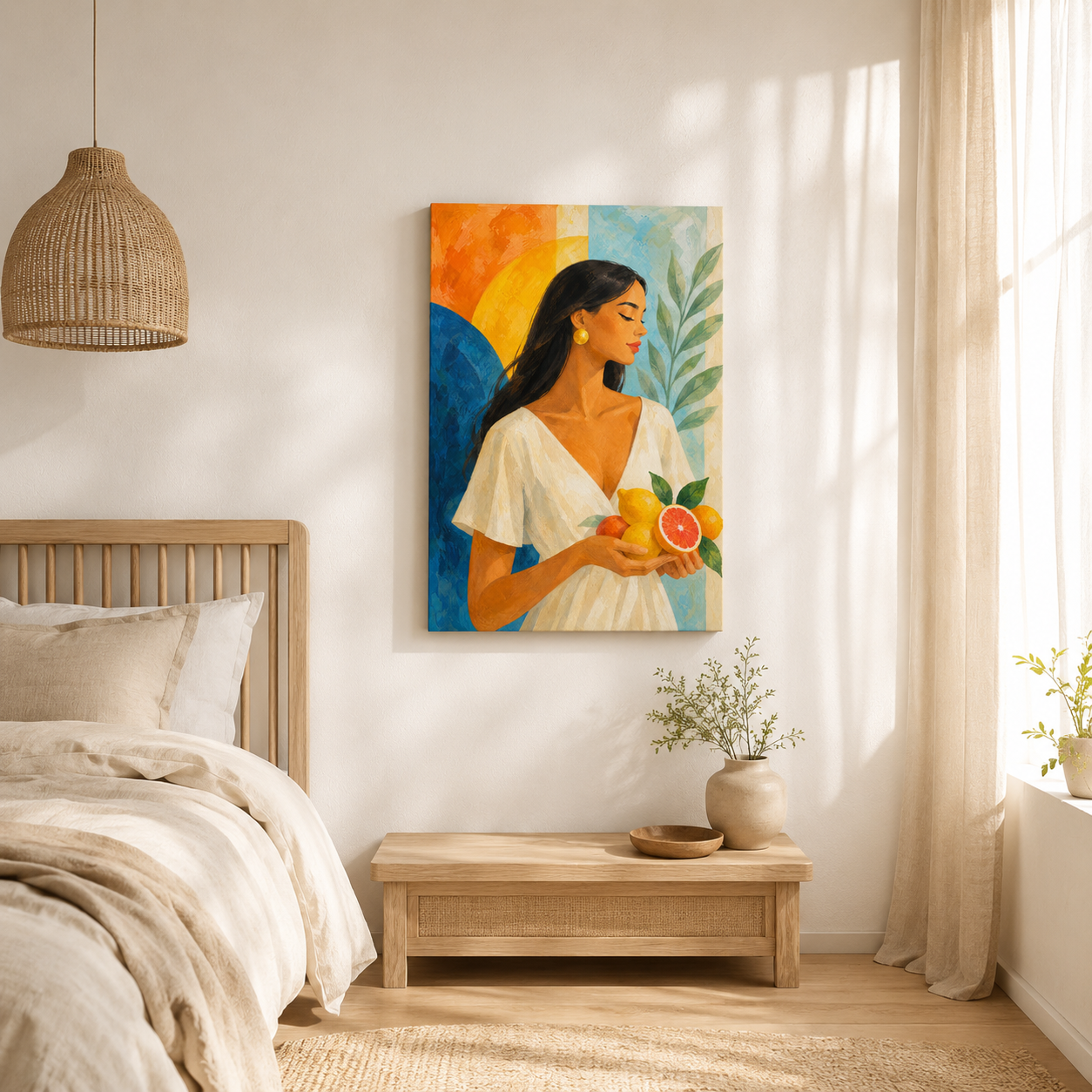 Un Matin au Sud – Tableau Femme et Fruits