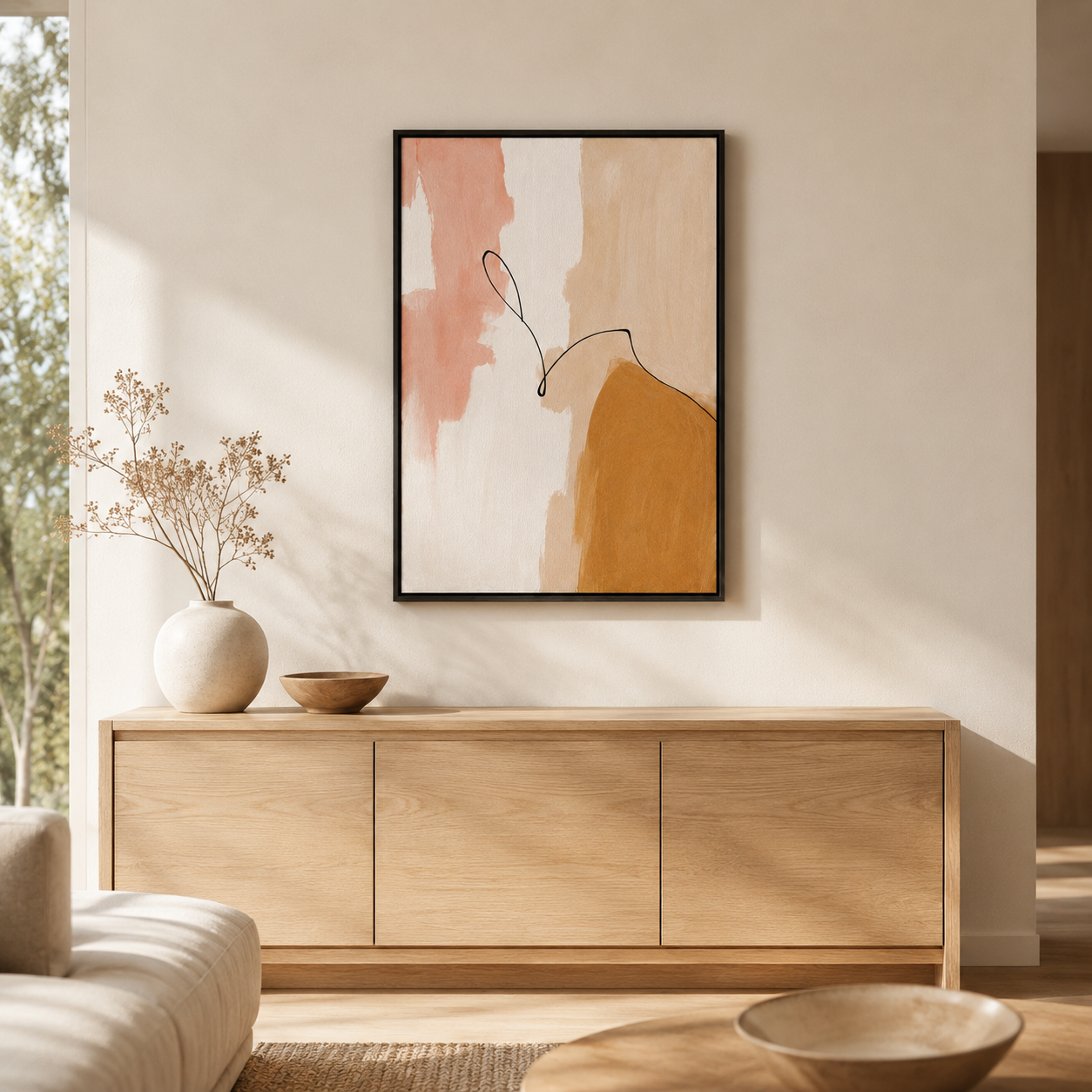 La Ligne Douce – Tableau Abstrait Beige